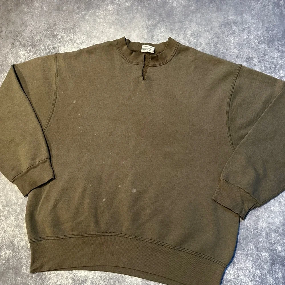 Vintage Earth Tone Olive Green Crewneck Sweatshirt Pro Spirit Mens L Made in USA